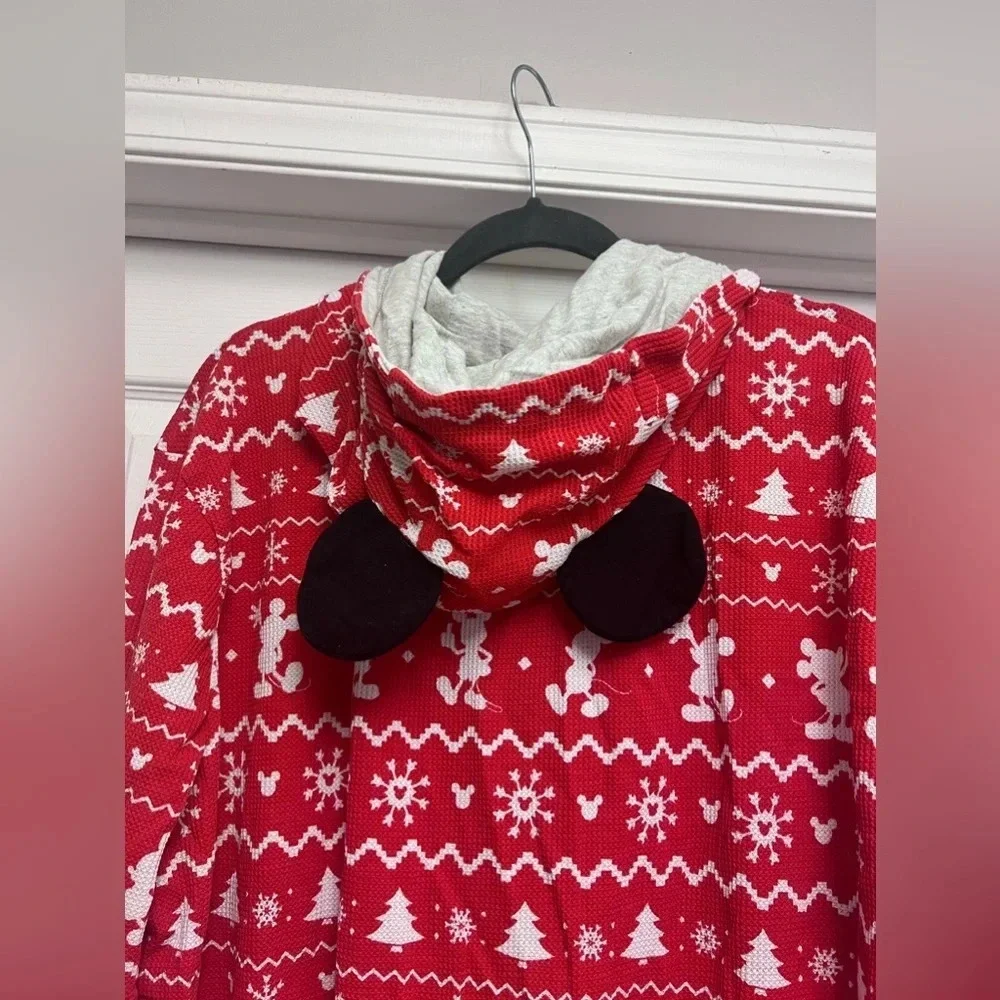 Disney Christmas Holiday Red Mickey Mouse Bodysuit 1 Piece Pjs Pajamas XL unisex - Picture 6 of 7